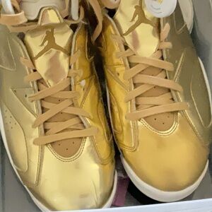 Gold Athletic Sneakers with Iconic Logo